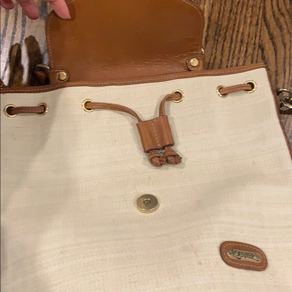 White and Brown Vintage Louvier Bag - Picture 9 of 11